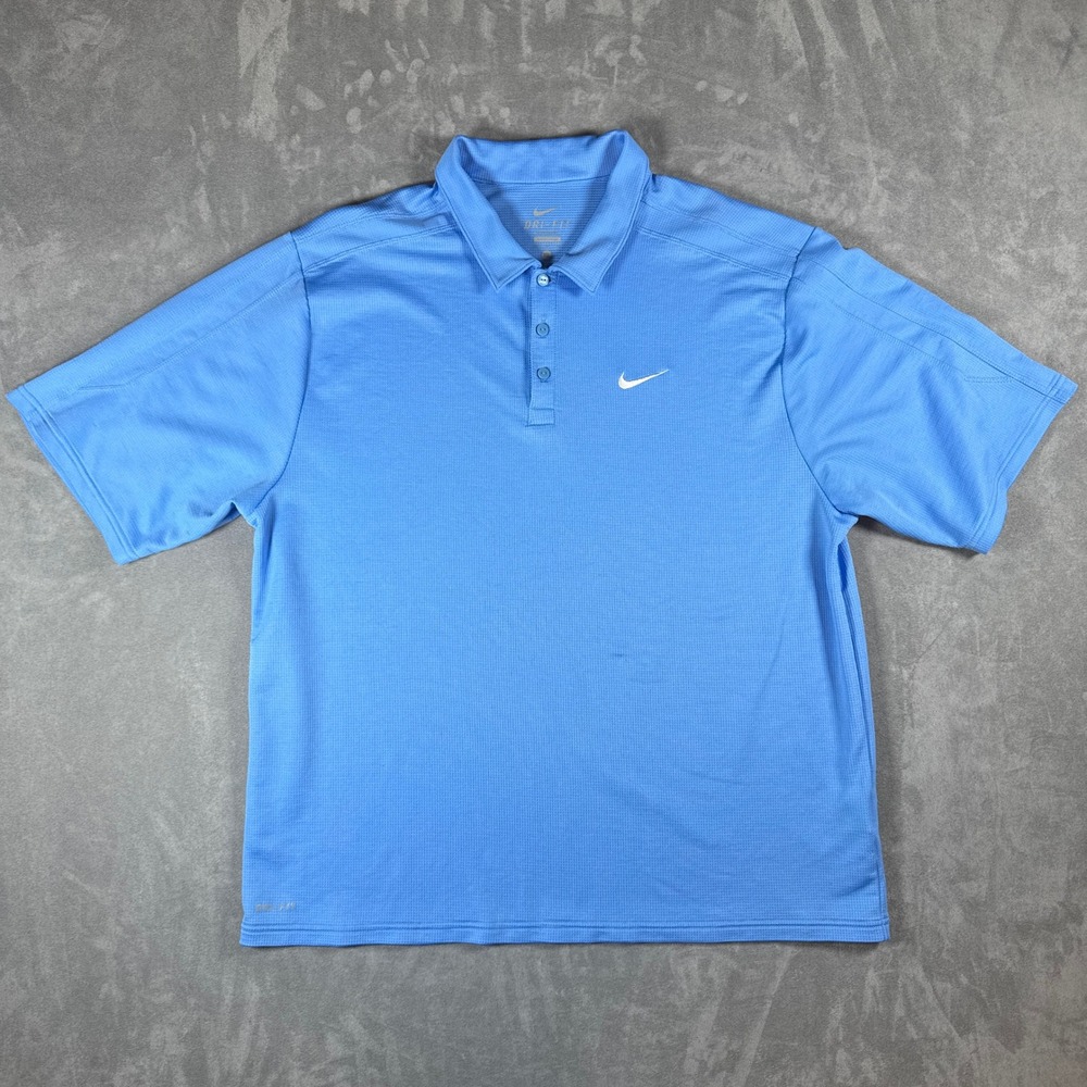 Nike Mens XL Dri-FIT Tennis Polo Light Blue Short Sleeve